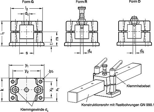 Ganter 147.7-V25-D-SW Rastschlitten, Aluminium - GN 147-7 Rastschlitten - Aluminium-Abbildung