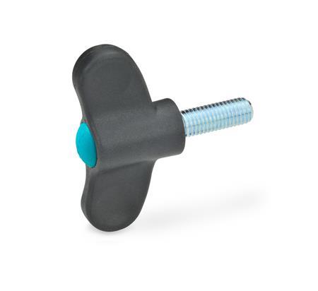 Ganter 633-55-M8-20-DSG ELESA FLÜGELSCHRAUBE, KAPPE SCHWARZGRAU - GN-633-Fluegelschrauben-Kunststoff-DBL-blau-RAL-5024-matt