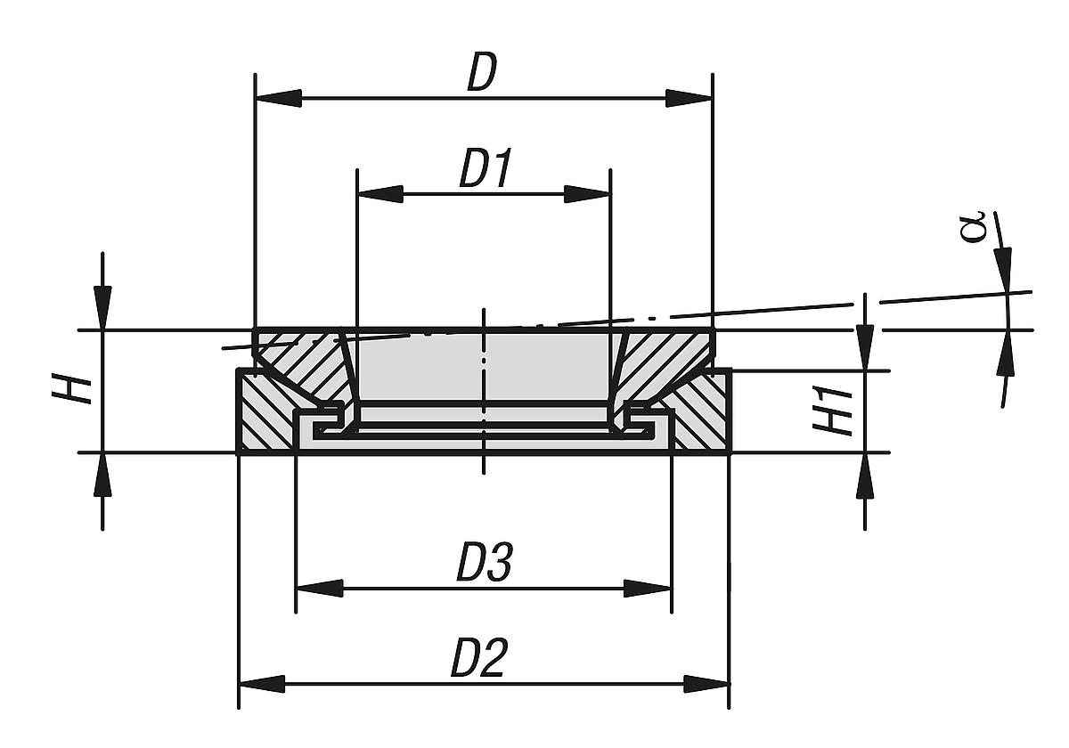 Kipp K0691.202 KUGEL AUSGLEICHSSCHEIBE       EDELSTAHL, TYP B, D1=32, D2=13 - K0691 Kugel Ausgleichs Scheiben - Massblatt