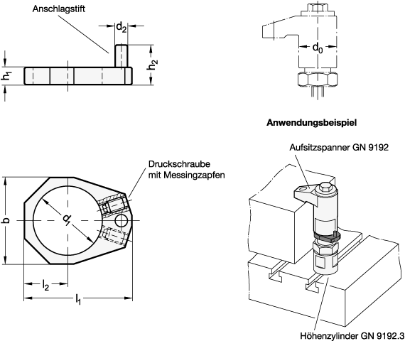 Ganter 9192.2-28-7  Positionierring für Aufsitzspanner GN 9192, d1: 28, h1: 7, d0 Aufsitzspannerdurchmesser GN 9192: 40 - GN 9192-2 Positionierring fuer Aufsitzspanner GN 9192 - Massblatt