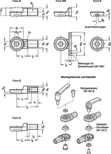 Ganter 187.5-40-60-A-NI EDELSTAHL RASTKOPF - GN 187-5 Edelstahl Rastkoepfe-Skizze