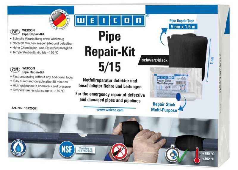 WEICON 10055740 Pipe Repair-Kit Notfall-Reparaturband, 3,5 m x 10 cm, altweiß - WEICON Pipe Repair-Kit Notfall-Reparaturband-Abbildung1
