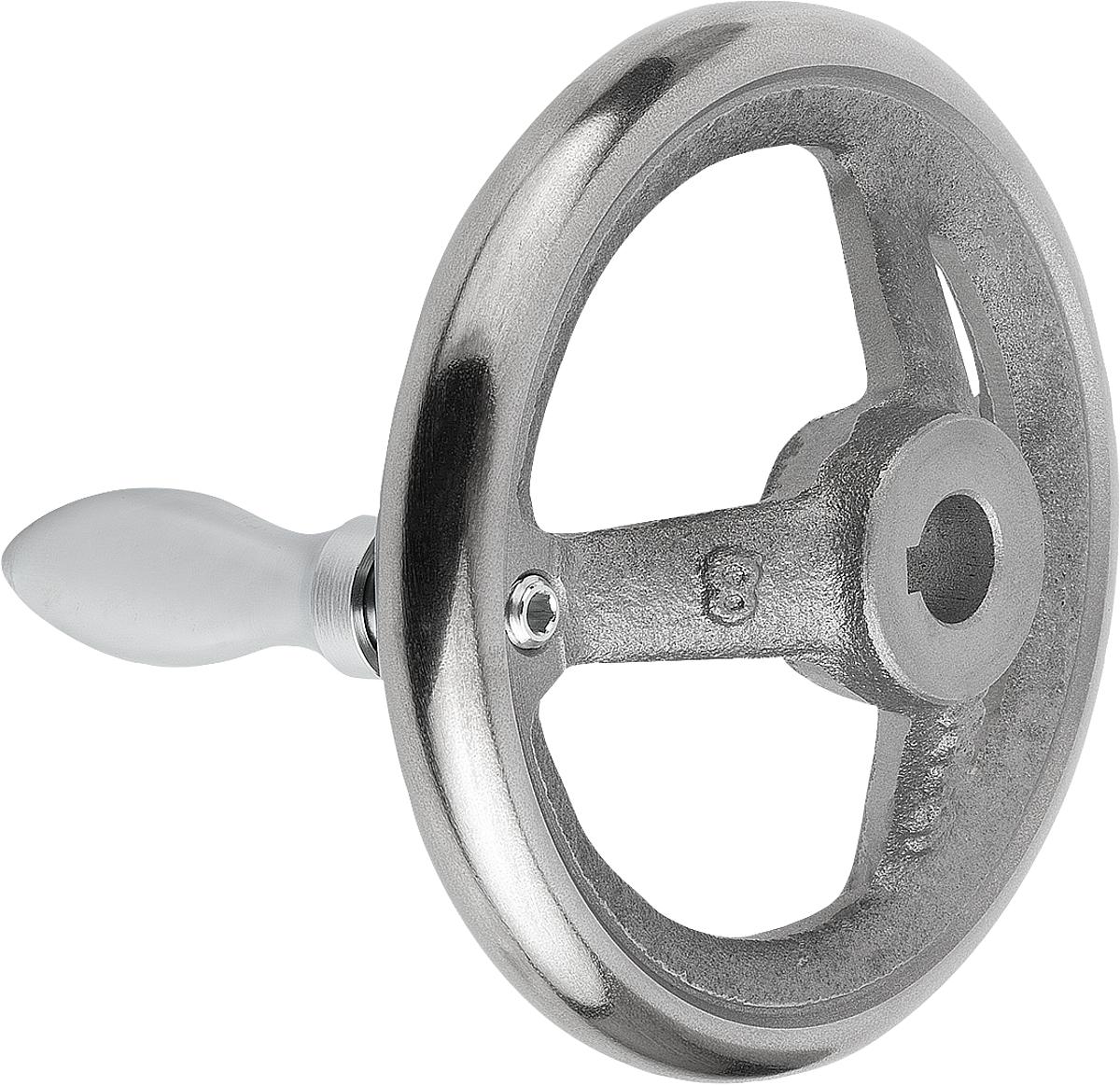 Kipp K0671.5200X18 HANDRAD DIN 950, GG, DREHB.GR.M.NUT, D1=200, D2=18 - K0671-5200X18 HANDRAD DIN 950 - GG - DREHBAREM GRIFF MIT NUT - D1 200 - D2 18