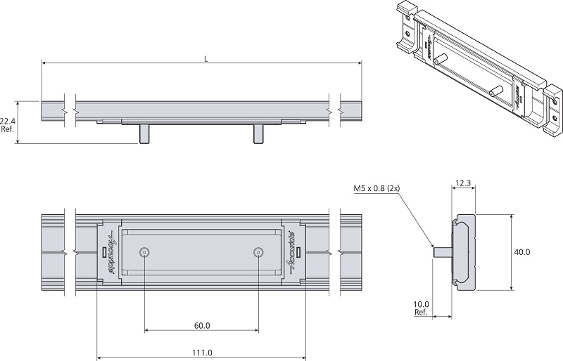 Accuride DA0115-0120RC Linearführung 1,2m Schiene ohne Befestigungslöcher, Aluminium - LE70002 DS0115-CASSRC Linearfuehrung Schiene ohne Befestigungsloecher- TZ