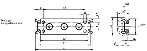 Norelem 21320-120080 ROLLENFÜHRUNGSWAGEN, FESTLAGER IN KOMPAKTAUSFÜHRUNG - Norelem 21320-FK Festlager Kompaktausfuehrung