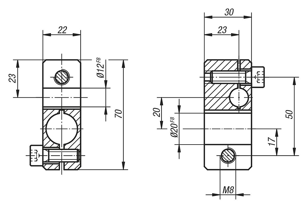 Norelem 31150-1220 GELENKSTÜCK - NLM 31150 Gelenkstueck - Massblatt