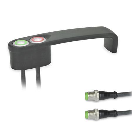 Ganter 422-ZD-T1-K-2-SR Bügelgriffe, mit elektrischer Schaltfunktion, mit Kabel - GN-422-Buegelgriffe-mit-elektrischer-Schaltfunktion-mit-Stecker-SW-schwarz-RAL-9005-strukturmatt-mit