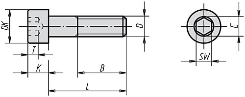 Leschhorn 912 M5X8 ZYLINDERSCHRAUBE DIN 912, Festigkeitsklasse 8.8, D=M5, L=8 Stahl schwarz - KIPP K0869 Zylinderschrauben mit Innensechskant DIN 912 DIN EN ISO 4762
