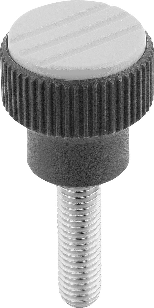 Kipp K0247.03105X20 NOVO.GRIP RÄNDELKNOPF GR.3  M10X20 EDELSTAHL, DECKEL LICHTGRAU - K0247-03105X20 NOVO GRIP RAENDELKNOPF GR 3 M10X20 EDELSTAHL - DECKEL LICHTGRAU