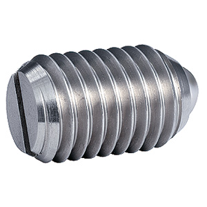 Halder 2B050.0146 Federndes Druckstück mit Kugel und Schlitz ohne Gewindesicherung UNC 5/16-18, rostfreier Stahl, Standard-Federkraft - Federnde Druckstuecke Federndes Druckstueck mit Kugel und Schlitz - ohne Gewindesicherung