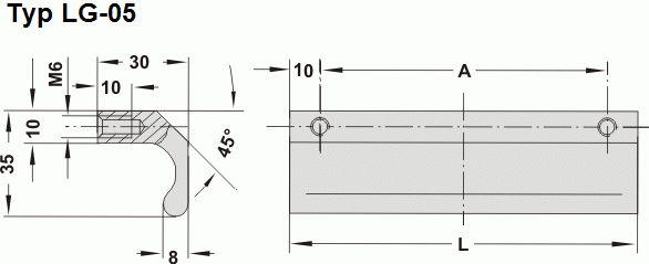 Leschhorn LG-05.105.04  Aluminium Griffleisten A 105,  schwarz eloxiert - Leschhorn LG-05 Aluminium Griffleisten