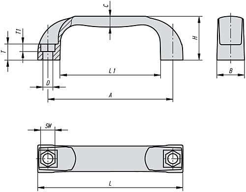 Kipp K0190.109406 BÜGELGRIFF A=94, D=6,6, POLYAMID - KIPP K0190 Buegelgriffe