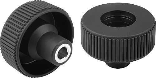 Kipp K0260.3106 NOVO.GRIP RÄNDELRAD  GR.1  FORM E, D=40, D3=6 - KIPP K0260-E Raendelraeder mit Passbuchse - Form E