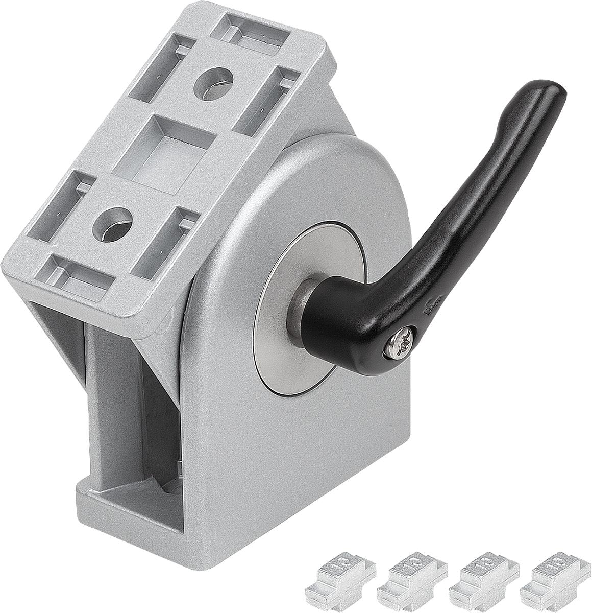 Kipp K1051.2084080 GELENKSTÜCK MIT KLEMMHEBEL 80X40X100, FORM:D ALUMINIUM, TYP I, KOMP:ZINK, SCHWARZ, BN=8 - K1051-2084080 GELENKSTUECK-KLEMMHEBEL 80X40X100 -FORM D ALUMINIUM -TYP I-KOMP ZINK -SCHWARZ -BN 8