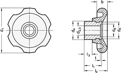 Ganter 527.1-60-M12-D ELESA HANDRAD - GN 527-1 Handraeder - Kunststoff-Skizze