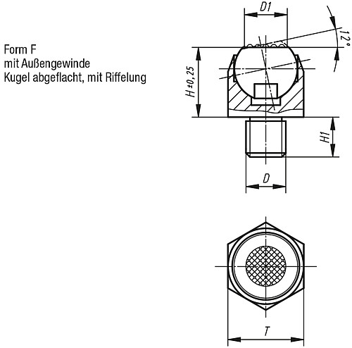 Kipp K0302.306 PENDELAUFLAGE FORM F  M6 - KIPP K0302-F Pendelauflagen - Neigungswinkel 12 Grad Form F