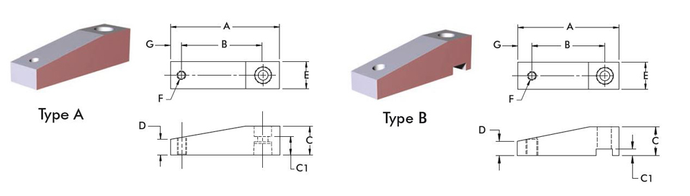 DESTACO 8JG-215-1 Standard Spannarm Passend zu Modell 89R20-010-2, 89B20-010-1, 89E20-010-1 - Destaco Standard Spannarm Form A und B zum Vergleich