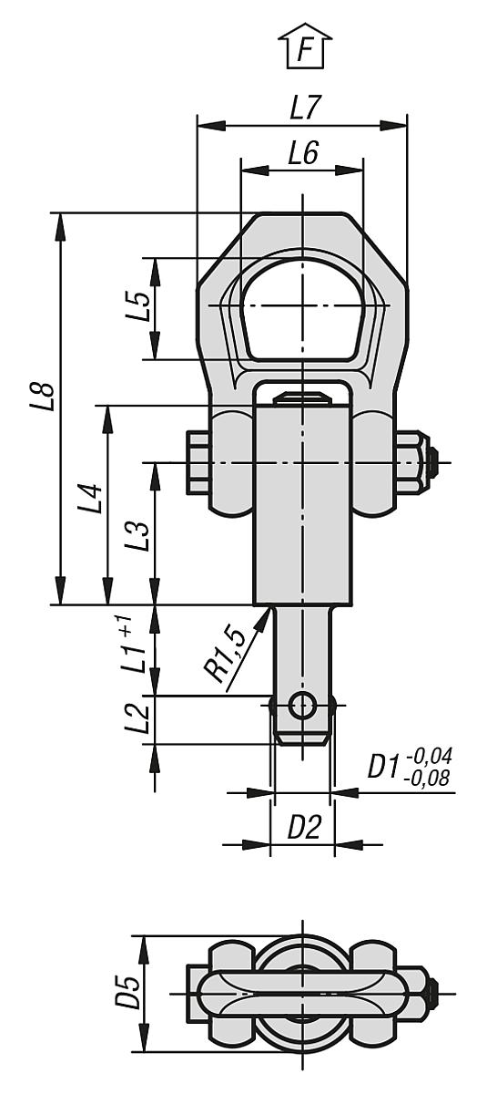 Norelem 07780-2110X35 KUGELTRAGBOLZEN SELBSTSICHERND, D1=10, L1=35 - NLM 07780 Kugeltragbolzen  selbstsichernd - Massblatt