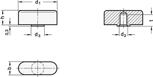 Ganter 432-25-M6 EDELSTAHL FLÜGELMUTTER - GN 432 Edelstahl Fluegelmuttern-Skizze