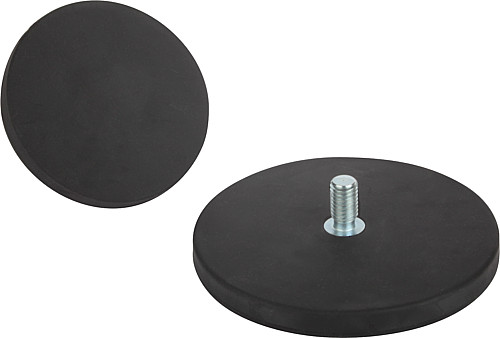 Norelem 09116-06 MAGNET FLACHGREIFER M04 NDFEB, RUND, KOMP:GUMMI, SCHWARZ, D=18 - Norelem 09116 Flachgreifer mit Gewindezapfen aus NdFeB - mit Gummischutzmantel