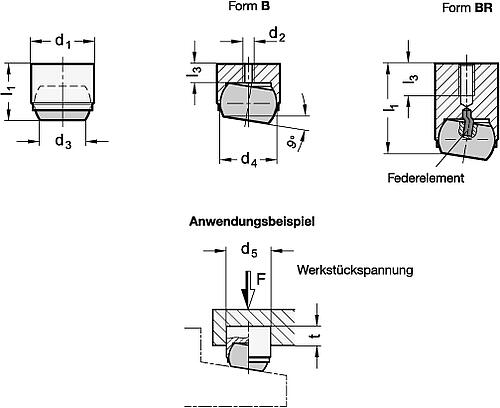 Ganter 709.25-12-B Edelstahl Pendelelemente, mit Innengewinde - GN 709-25 Edelstahl Pendelelemente - mit Innengewinde-Abbildung