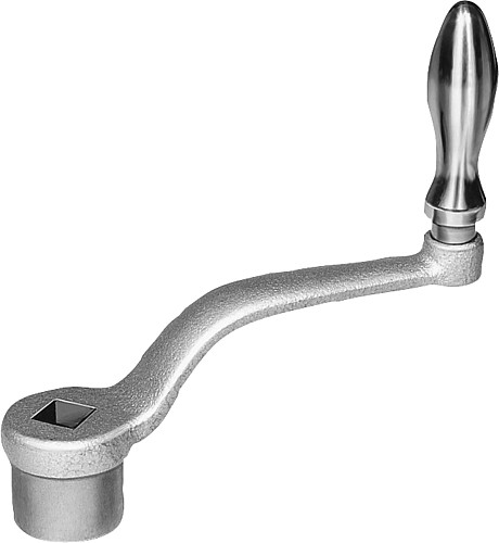 Norelem 06480-106X10 HANDKURBEL, GEKRÖPFT, FORM F, L1=63, S=10, H=20 - Norelem 06480-F Handkurbeln gekroepft aehnlich DIN 468 - Form F