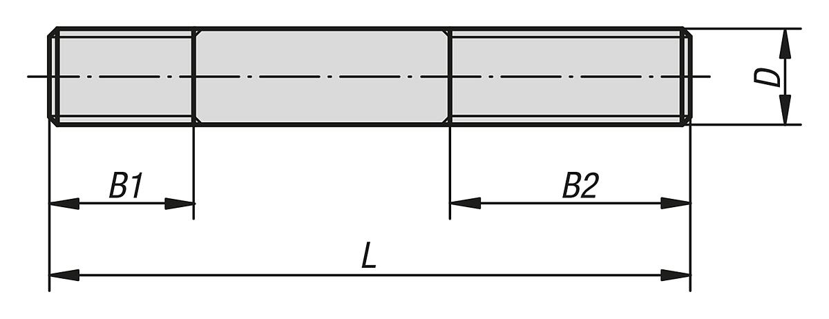 Norelem 07020-310 STIFTSCHRAUBE M10X80, - NLM 07020 Stiftschrauben - Massblatt