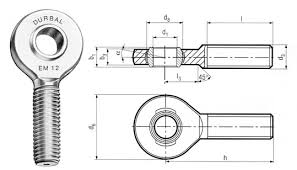 Leschhorn 25610.BEM20 Edelstahl Hochleistungs Gelenkköpfe BEM M20X1,5 Aussengewinde rechts, d1= 20 - Gelenkkopf BEM -TZ