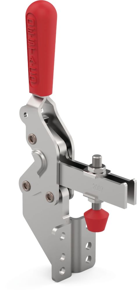 DESTACO 2007-UF Vertikal-Kniehebelspanner mit Frontbefestigung, Haltekraft 4500 N, Öffnungswinkel 80° - NEU - DESTACO-2007-UF-Vertikal-Kniehebelspanner-U-Spannarm-Fuss-abgewinkelt-Frontbefestigung-Stahl