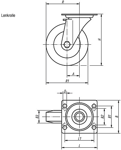 Norelem 95036-10037 Lenkrolle - Norelem 95036-L Lenkrolle