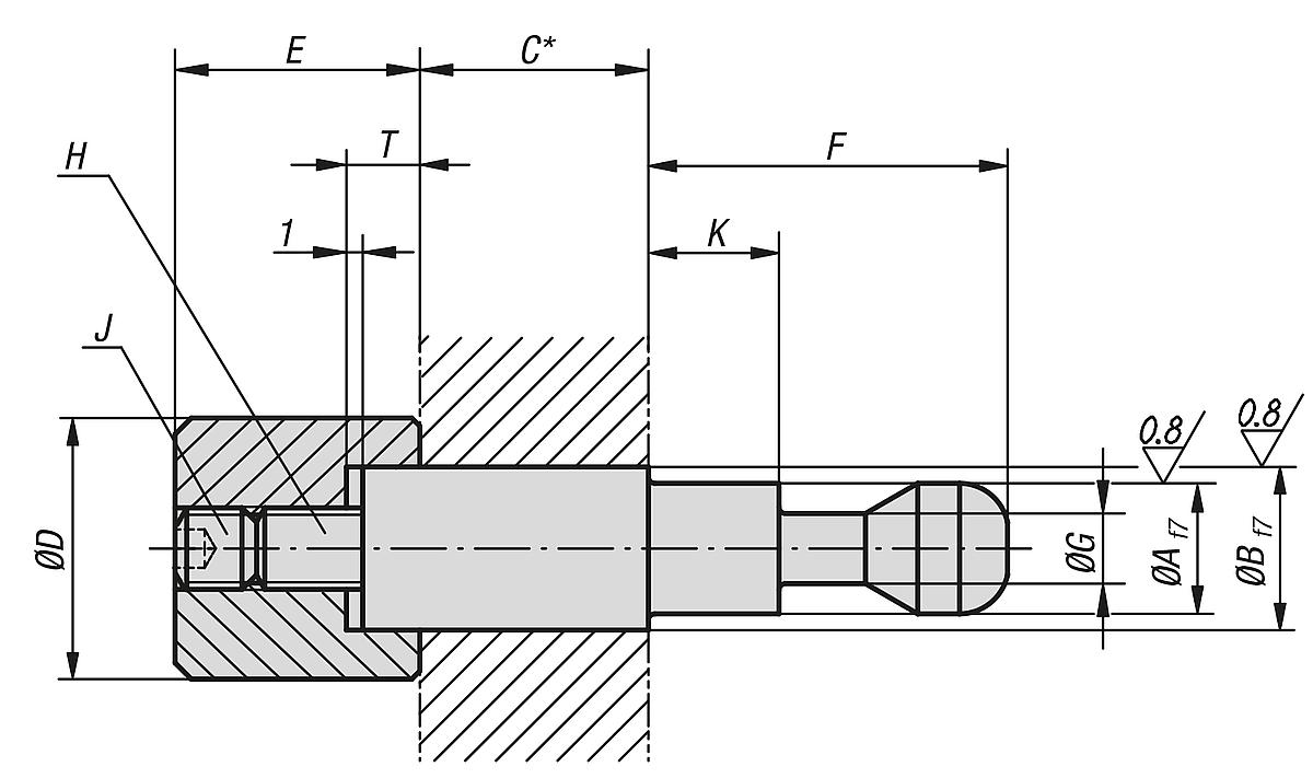 Norelem 04400-416100 SPANNBOLZEN D=16 (HEAVY), L=100 - NLM 04400 Spannbolzen -Heavy- - Massblatt