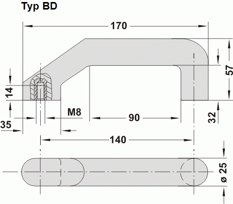 Leschhorn BD-25.140.84   Boutet® Kunststoff Bügelgriffe A 140,  Duroplast FS 31 schwarz - Leschhorn BD Boutet Kunststoff Buegelgriffe