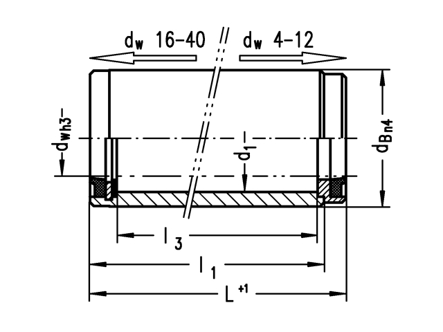 Mahr Motion  5009098 N553 dw = 20; dB = 32; L = 119; l1 = 119; d1 = 26; l3 = 106, Führungsbuchse geschlossen mit Dichtring - Mahr N553 Fuehrungsbuchsen geschlossen mit Dichtringen