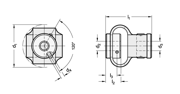 Ganter 2250-29-B6-6-A4-F  Doppelschlaufenkupplungen, Stahl / Edelstahl, mit Gewindestift, Werkstoff (Schlaufe): F - FDA-konformer Werkstoff, Bohrungskennzeichen: B - ohne Passfedernut, d1: 29 - GN 2250 Doppelschlaufenkupplungen - Stahl - Edelstahl - mit Gewindestift - Massblatt