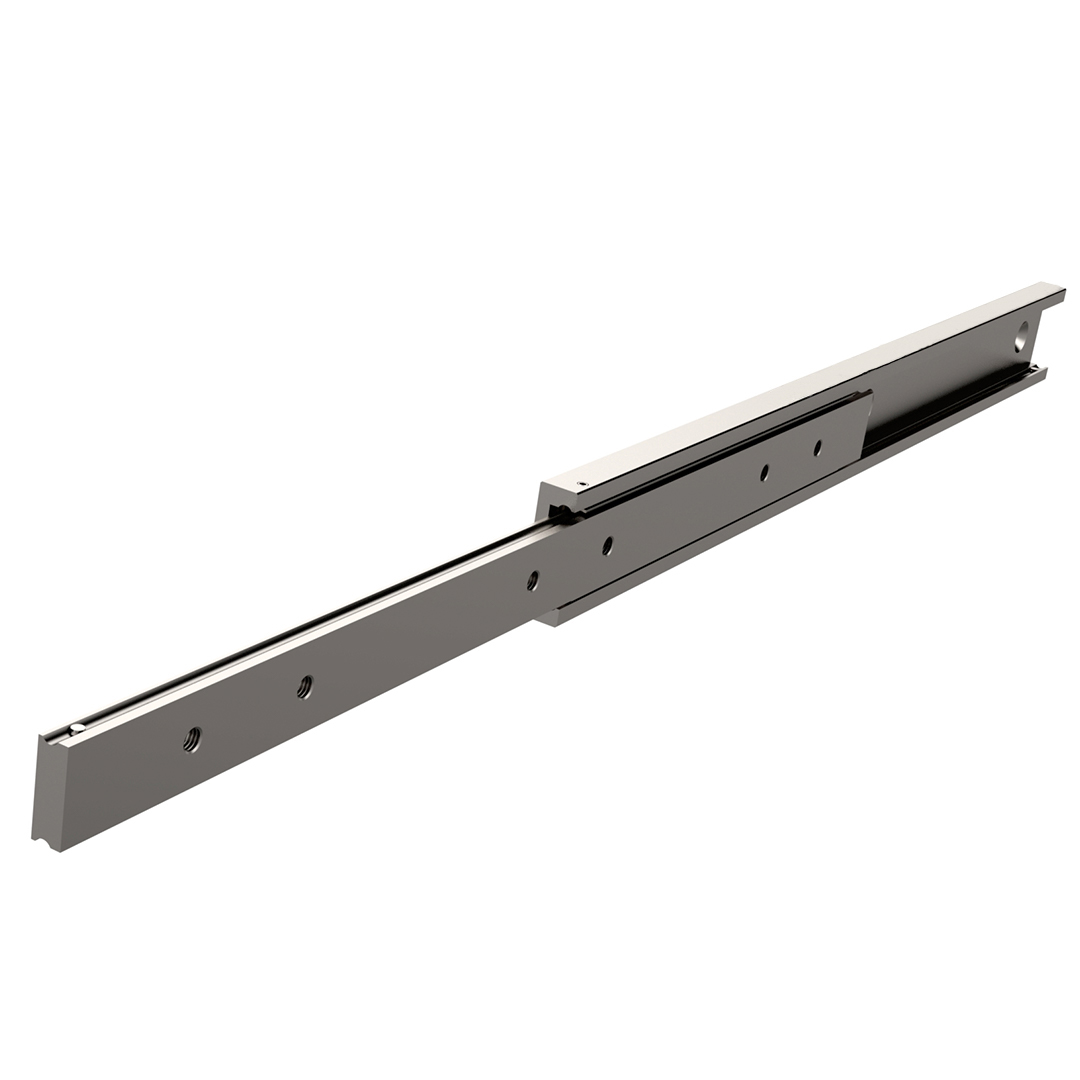 Leschhorn HPD 5017-045-ST Zweiwege Auszug Hochpräzise Schwerlast Teleskopschienen C- Form, Teilauszug in beiden Richtungen (Ohne Durchlaufsperre), Profil 50x17; L= 450, Gewinde= M8, Lastwert 380Kg,  Stahl C45E+C (1.1191) verzinkt - HPD5017-045-ST Schwerlast Teleskopschienen C- Form 450mm 380Kg