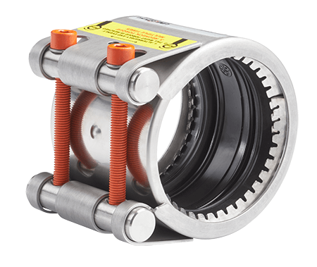 Leschhorn CG-108-115-95-EHT-A4 axiale zugfeste Combi Grip Verbindung von KT / ST, Spannbereich 108-115 mm Breite 95 mm 1 Verschluss, Druckstufe PN 16, Gehäuse A4 (316/1.4571) EPDM-HT Dichtung -30°C bis +125°C - LE Combi Grip Kunststoff- auf Metallrohre - Abbildung