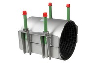 Leschhorn LS2-133-153-500-EPDM-HT-V2A Edelstahl-Reparaturschellen zweiteilig, Spannbereich 133-153, BL 500 Dichtung: EPDM-HT Temp. 150°C, Material: 1.4301 (V2A, AISI 304), PN 16 bar Wasser, PN 4 bar Gas - LS2 zweiteilige Reparaturschelle