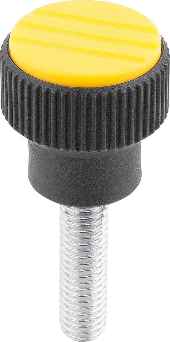 Kipp K0247.2087X30 NOVO.GRIP RÄNDELKNOPF GR.2  M8X30, DECKEL RAPSGELB - K0247-2087X30 NOVO GRIP RAENDELKNOPF GR 2 M8X30 - DECKEL RAPSGELB