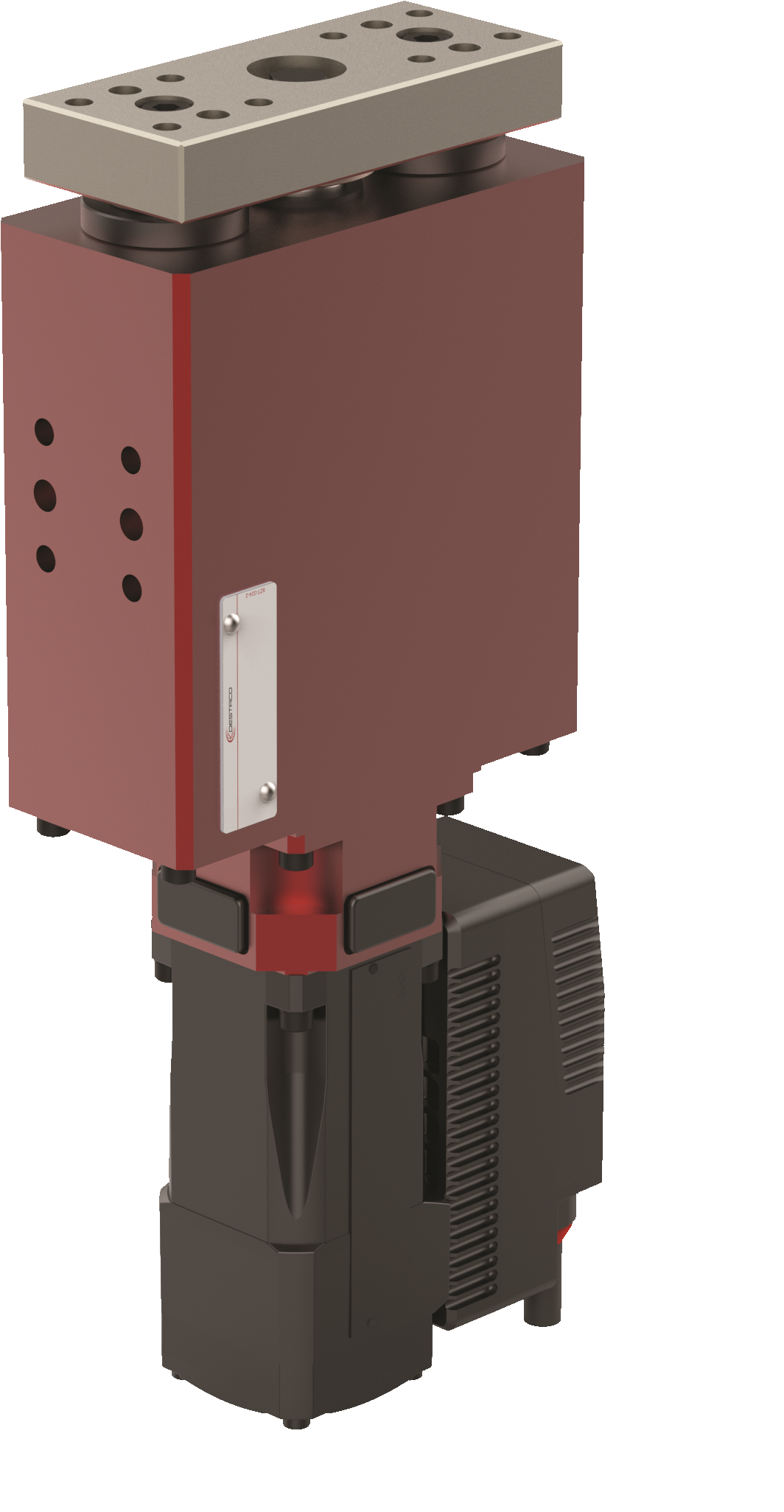 DESTACO 95W-103011060 Elektrische Schlitten-/Hubeinheit 95W, 0–60 mm Hub, Montageplatte Standard, Motoranschluss links, Servo-Antrieb 400V dezentral - DESTACO 95W Serie–Elektrische-Schlitten-Hubeinheit-400V-Motor-02