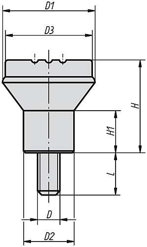 Kipp K0251.0045X10 NOVO.GRIP PILZKNOPF GR.1  M4X10    EDELSTAHL, DECKEL LICHTGRAU - KIPP K0251 Pilzknoepfe mit Aussengewinde
