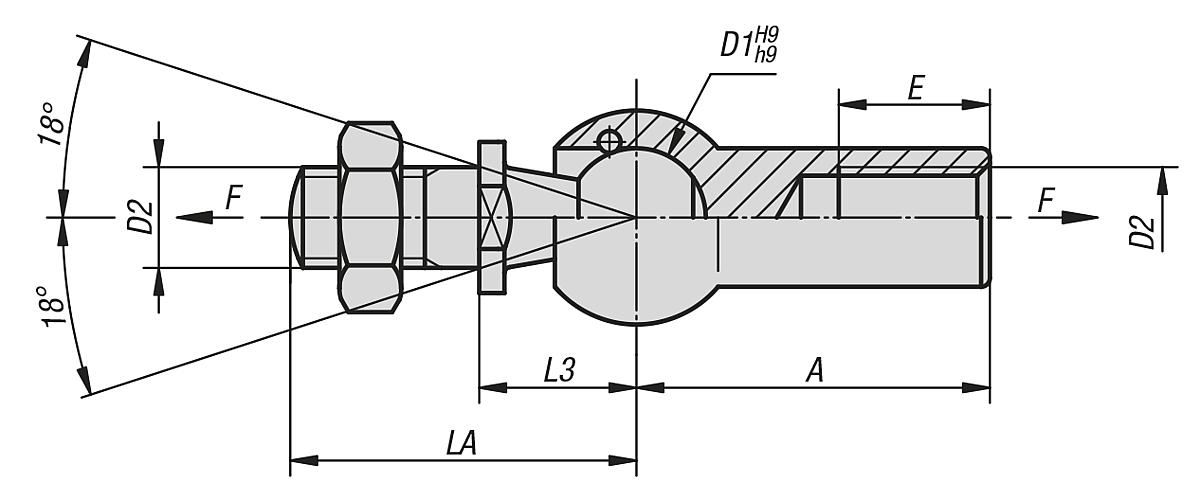 Norelem 27665-08 AXIALGELENK - NLM 27665 Axialgelenke aehnlich DIN 71802 - Massblatt