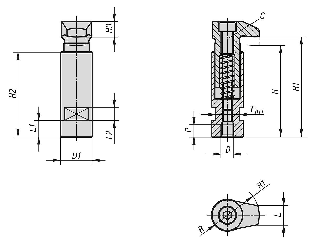 Kipp K0013.06 SPANNHAKEN MIT BUND  M6 - K0013 Spannhaken mit Bund - Massblatt