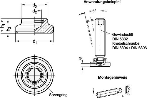 DIN  6311-40-S DRUCKSTÜCK - DIN 6311 Druckstuecke - Stahl-Skizze