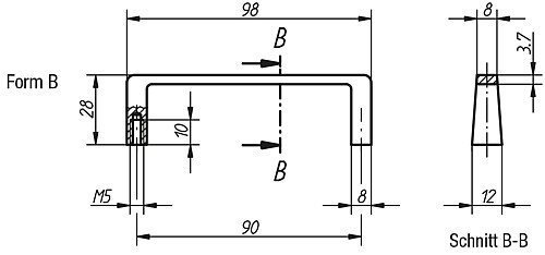 Norelem 06929-09001 GERÄTEGRIFF FORM B, A=90, M5, SCHWARZ ELOXIERT - Norelem 06929-B Geraetegriffe - Form B