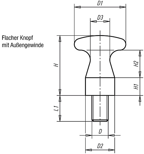 Norelem 06237-08014 FLACHER KNOPF  M8X14, - Norelem 06237-AG Flache Knoepfe - Aussengewinde