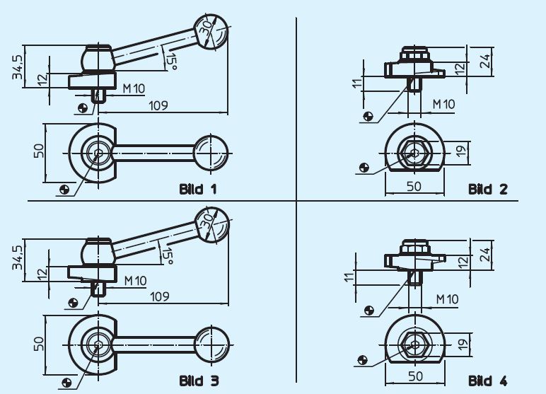 Halder 22260.0250 Spannriegel mit Spannhebel nachstellbar, Steigung gegenüber  Auflagefläche , Stahl - EH 22260 Spannriegel