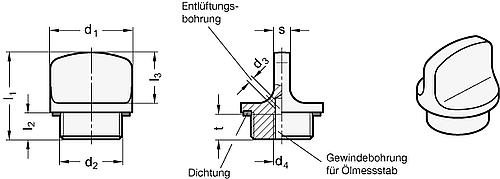 Ganter 441-22-G3/8-1-BL VERSCHLUßSCHRAUBE - GN 441 Verschlussschrauben bis 100 Grad C - Aluminium-Skizze