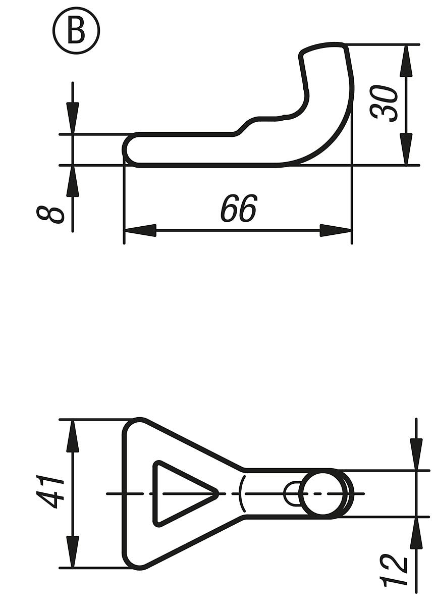 Kipp K0052.92000601 GEGENHAKEN ZU SPANNVERSCHLUSS, FORM B, STAHL - K0052-GHB Gegenhaken Form B - Massblatt