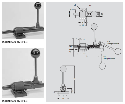 DESTACO 670-1MBPLS Schubstangenspanner Heavy Duty Haltekraft 6700N, Hub 57mm - 670-1MBPLS Schubstangenspanner Heavy Duty - Druck- und Zugspanner