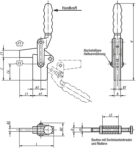 Kipp K0067.0700 SCHNELLSPANNER VERTIKAL, SCHWERE AUSFÜHRUNG, P=700 daN - KIPP K0067 Schnellspanner vertikal schwere Ausfueh